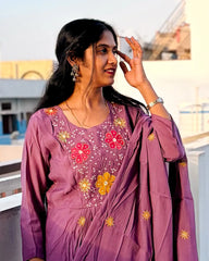 Light Purple Mul Chanderi Anarkali