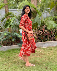 Rust Orange Muslin Gown