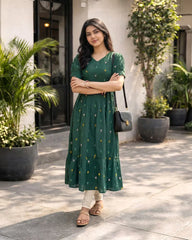 Dark Green Cotton Gown
