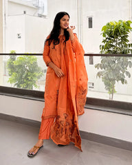 Light Orange Jamdhani Kurti Set