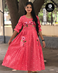 Pink Mulchanderi Frock