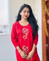 Rust Orange Dhabu Cotton Co-ord Set