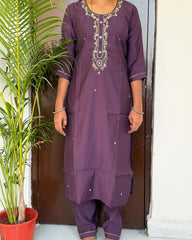 Burgundy Silk Kurta