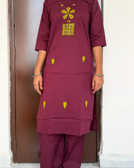 Maroon Grace Cotton Co-Ord Set