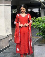 Orange Mulchanderi Anarkali
