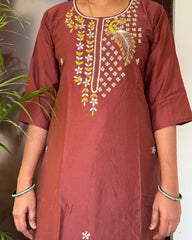 Rich Brown Muslin kurta set