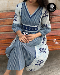 Grey & Indigo Cotton Gown
