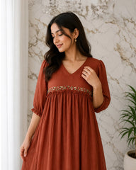 Brown Mulchanderi Gown