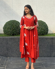 Orange Mulchanderi Anarkali