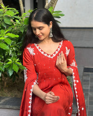 Orange Mulchanderi Anarkali
