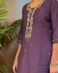 Burgundy Silk Kurta