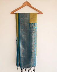 Mehendi Green & Blue Semi Pattu Saree
