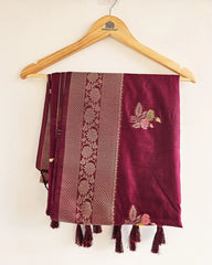 Chiniya Silk Brown Saree