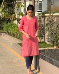 Light Pink Cotton kurti