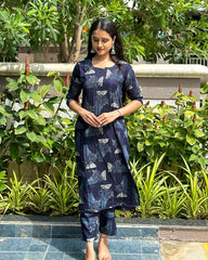 Dark Blue Rayon Co-ord Set