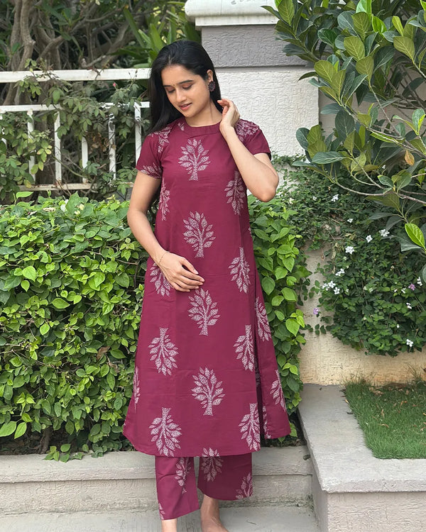 Purple Cotton Co-ord Sets