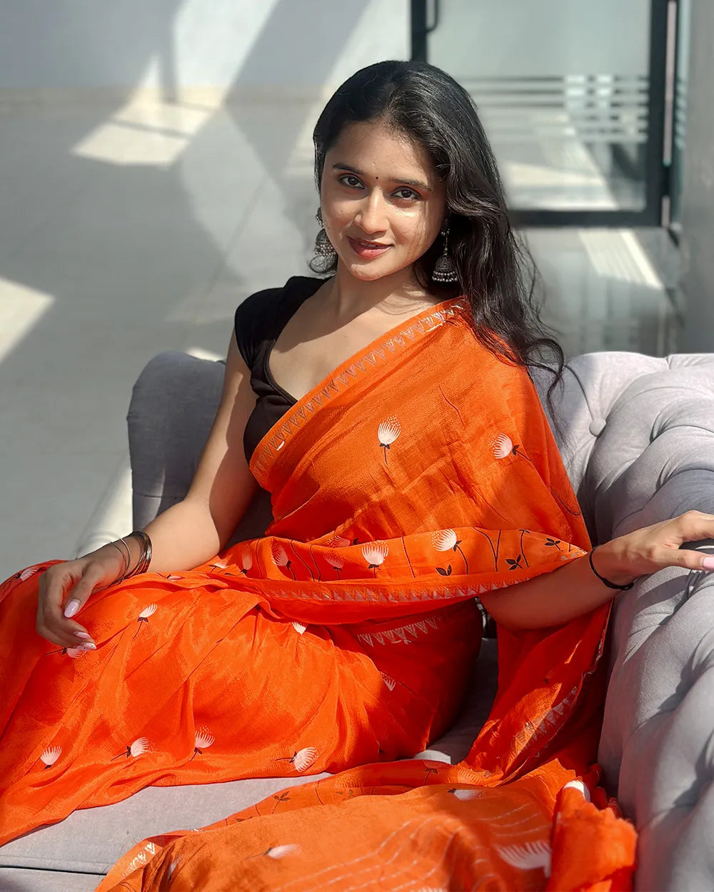 Orange Mangalagiri Saree