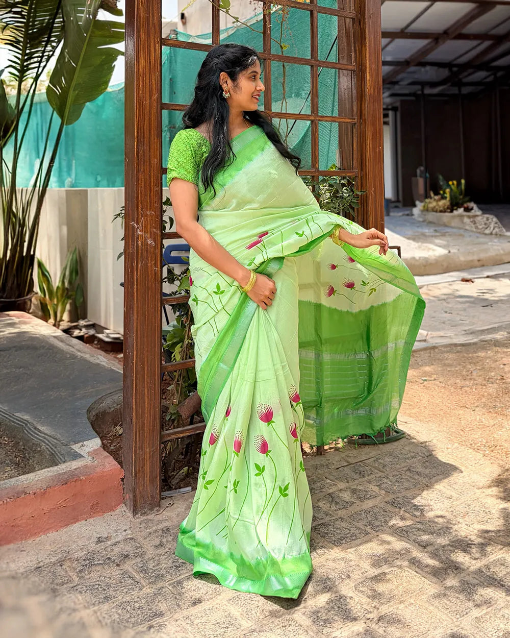 Light Green Mangalagiri Saree