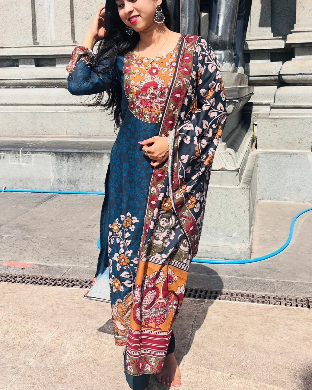 Peacock Blue Kalamakari Set