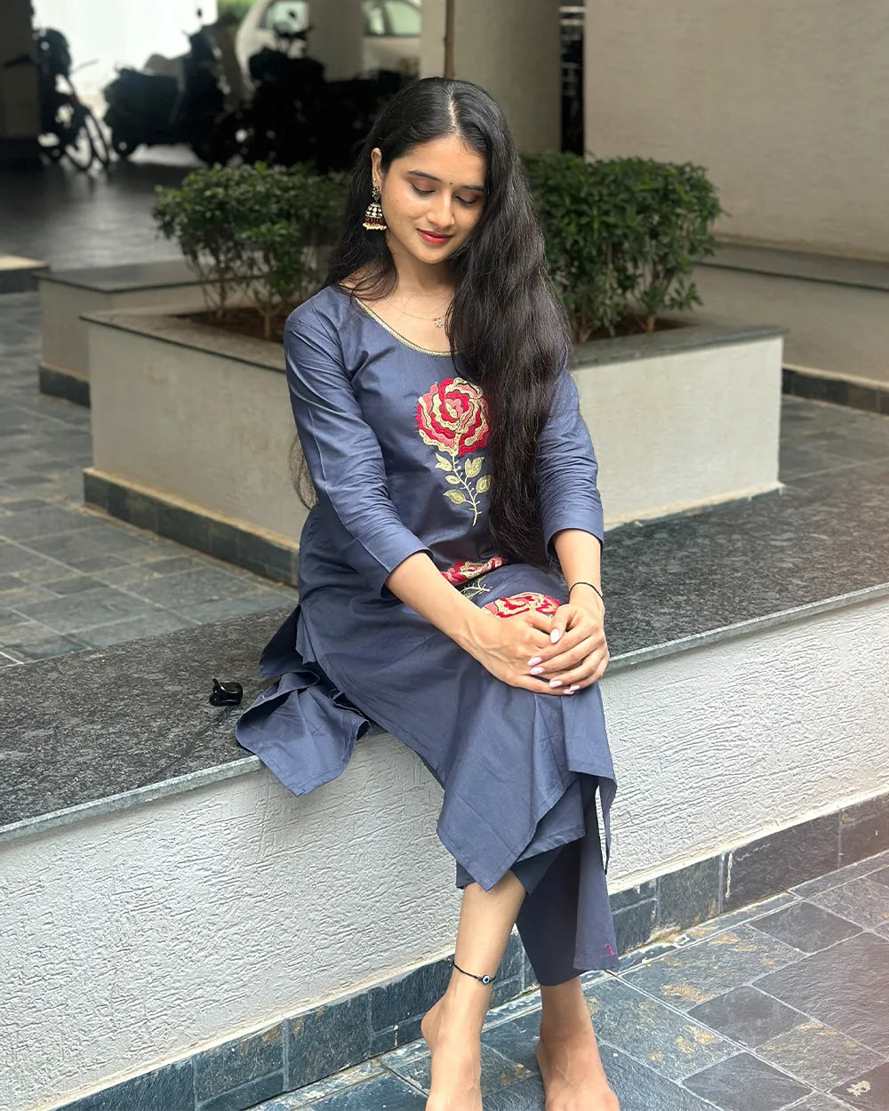 Grey Dhabu Cotton Co ord Set