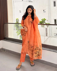 Light Orange Jamdhani Kurti Set