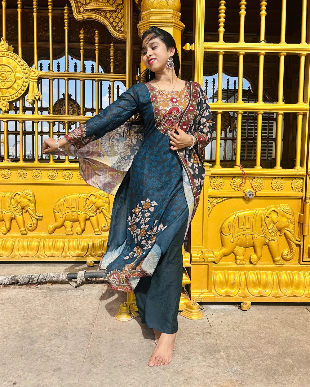Peacock Blue Kalamakari Set