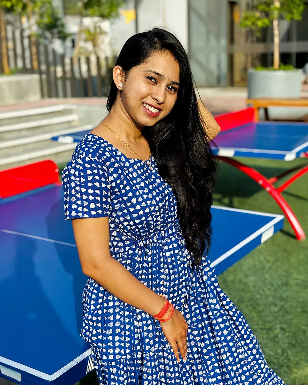 Indigo blue cotton Gown