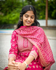 Pink Cotton 3pc Kurthi Set