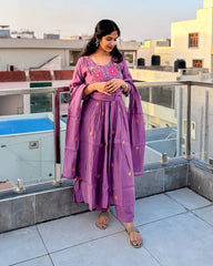 Light Purple Mul Chanderi Anarkali