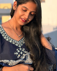 Midnight Navy Roman Silk Anarkali