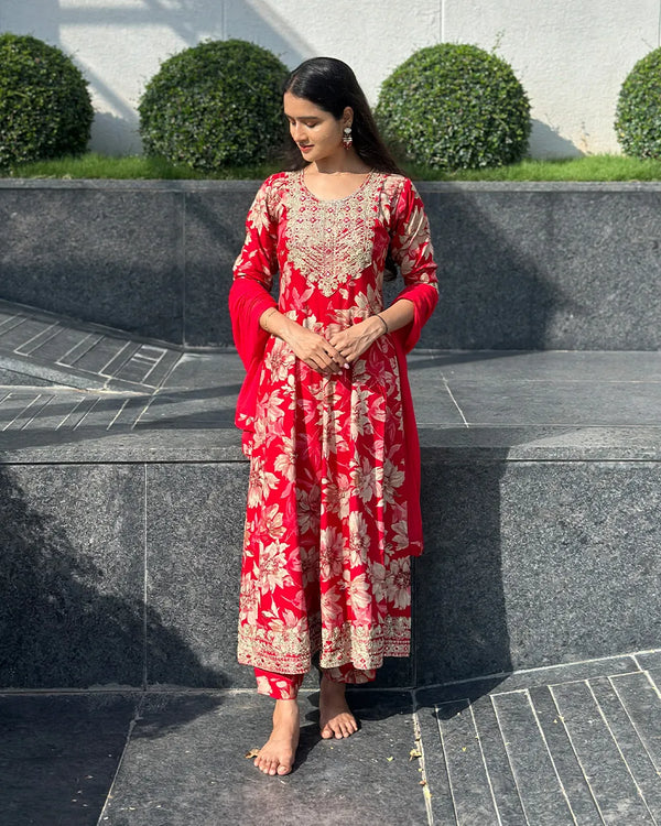 Crimson Flow Anarkali