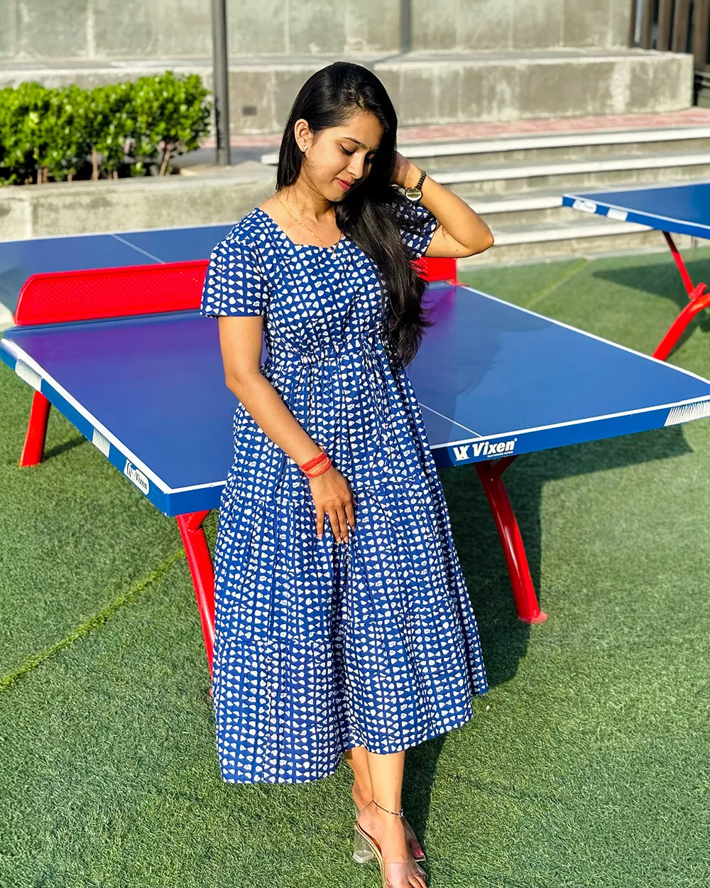 Indigo blue cotton Gown