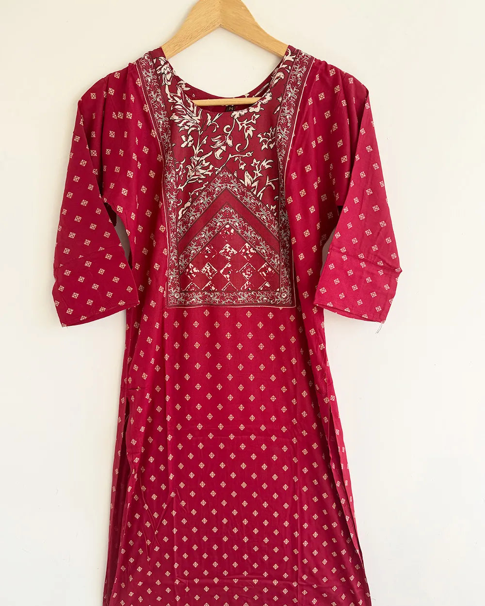 Red Rayon Kurthi Set