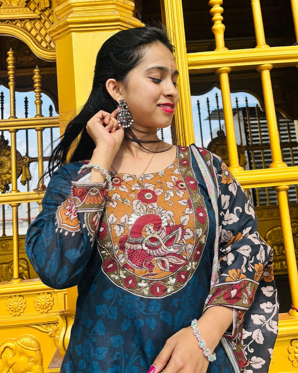 Peacock Blue Kalamakari Set
