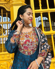 Peacock Blue Kalamakari Set
