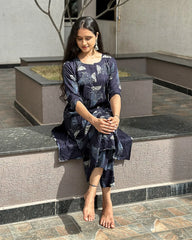 Dark Blue Rayon Co-ord Set