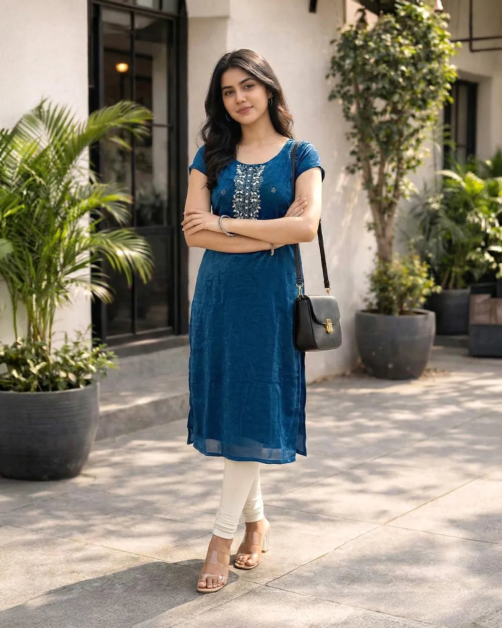 Dark Blue Spacesilk Kurti