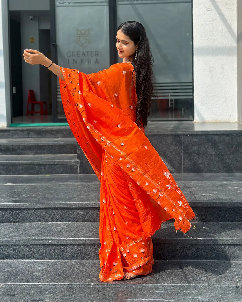 Orange Mangalagiri Saree