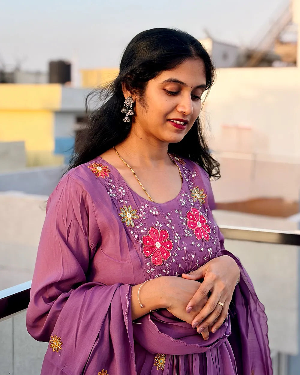 Light Purple Mul Chanderi Anarkali