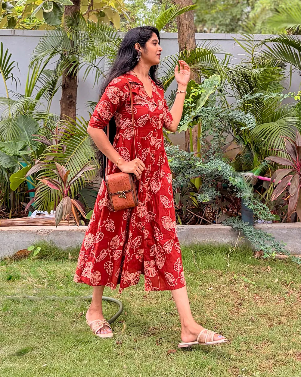 Rust Orange Muslin Gown