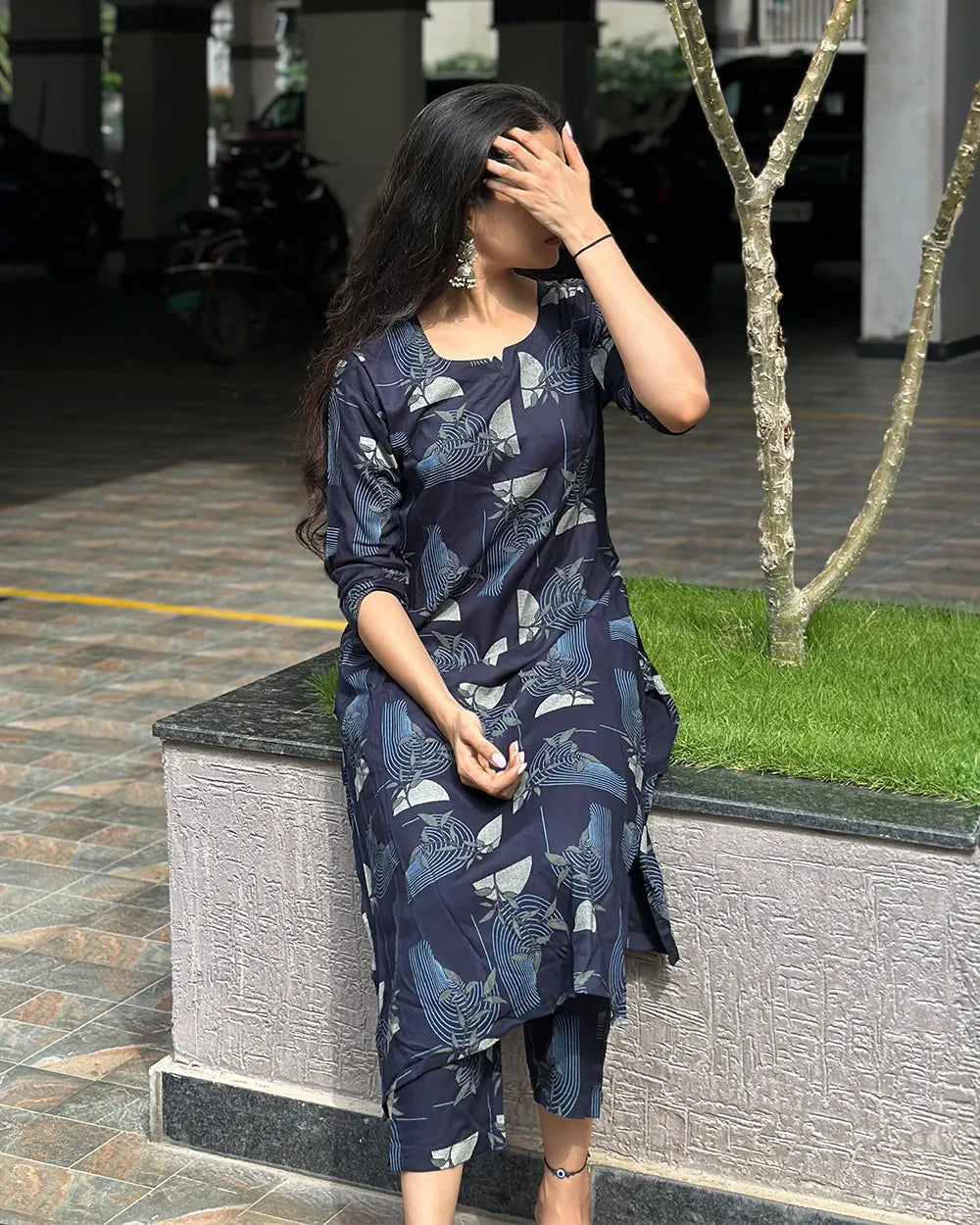 Dark Blue Rayon Co-ord Set