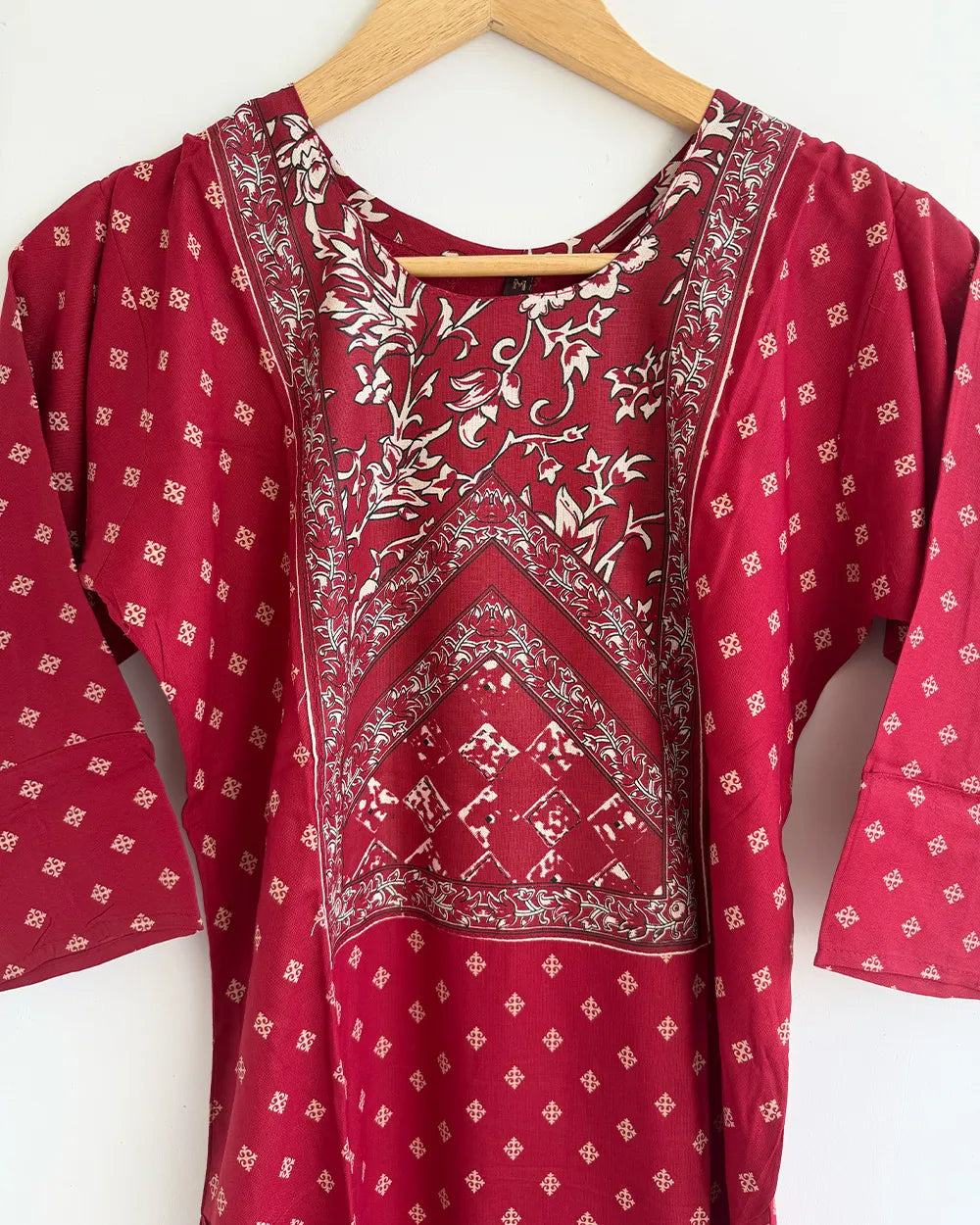 Red Rayon Kurthi Set