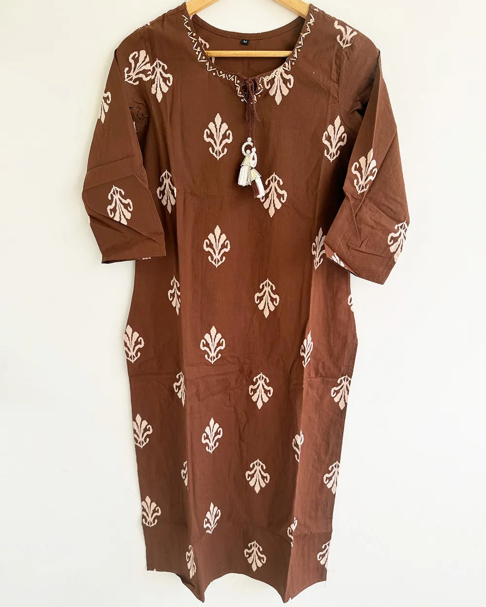 Brown Cotton Kurthi Set