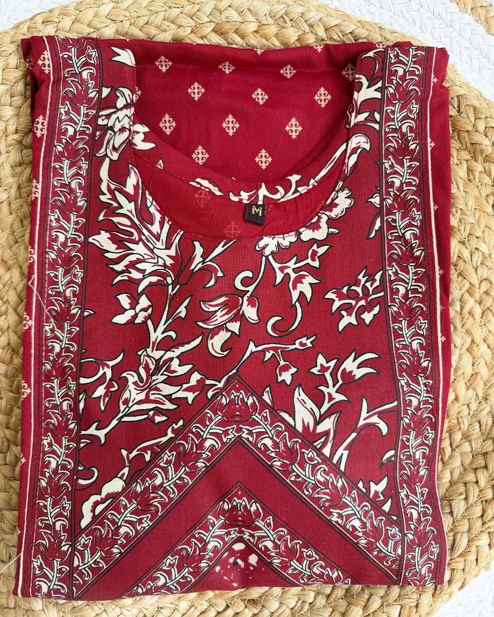 Red Rayon Kurthi Set