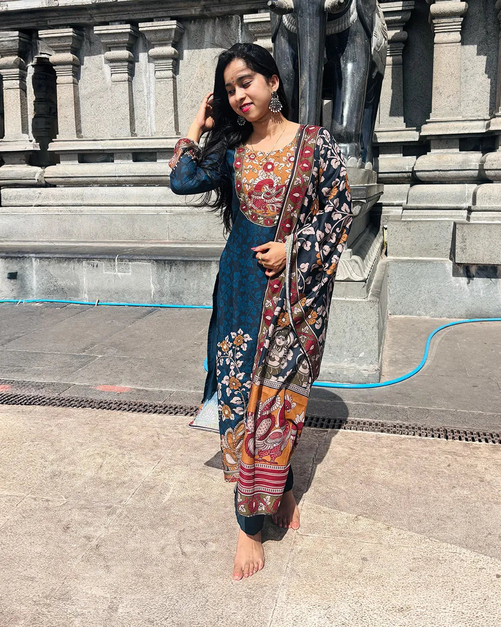 Peacock Blue Kalamakari Set