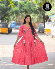 Pink Mulchanderi Frock