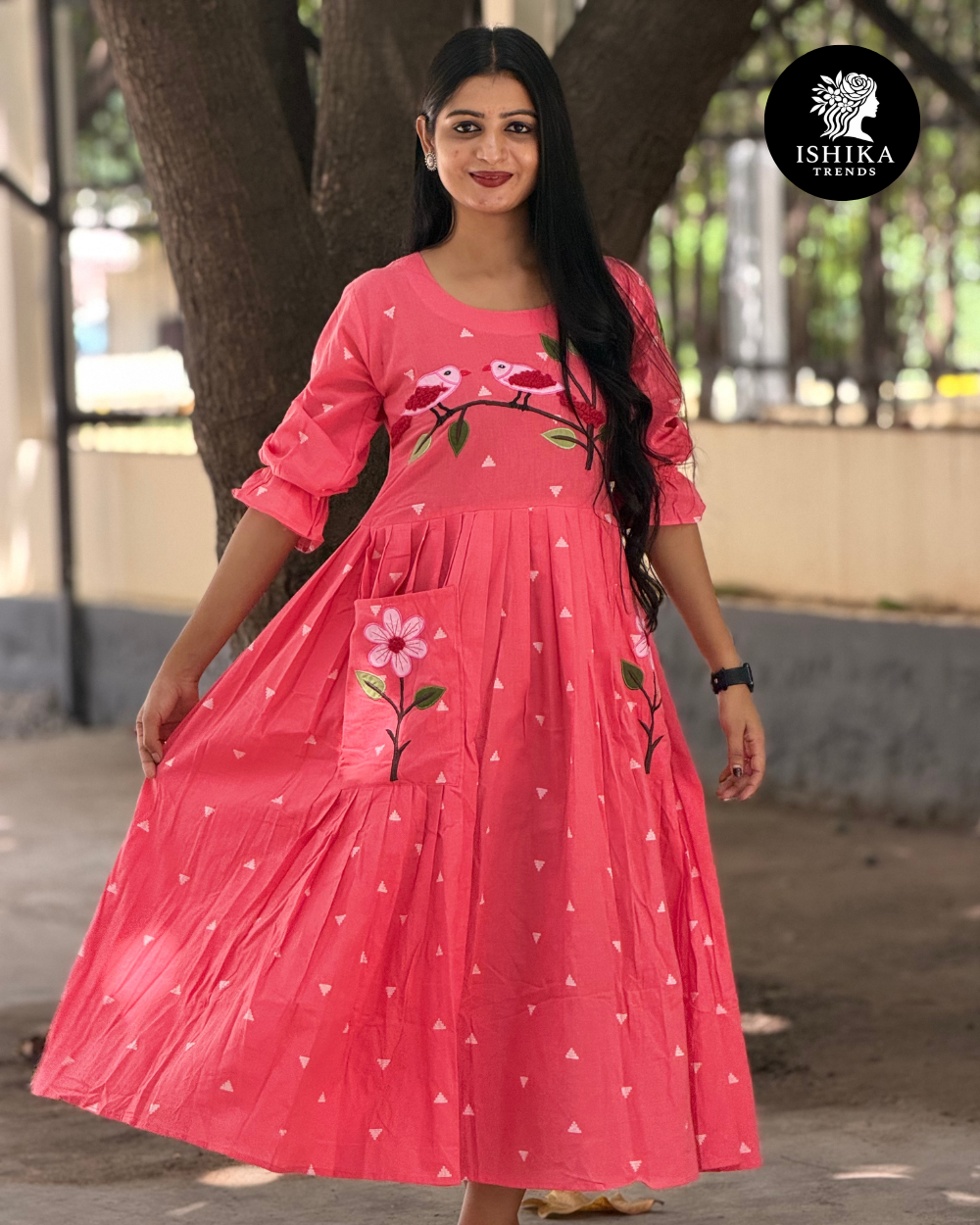 Pink Mulchanderi Frock