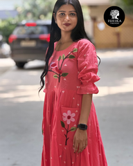 Pink Mulchanderi Frock
