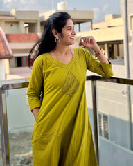 Mehendi Green Cotton Co-ord Set