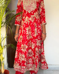 Crimson Flow Anarkali